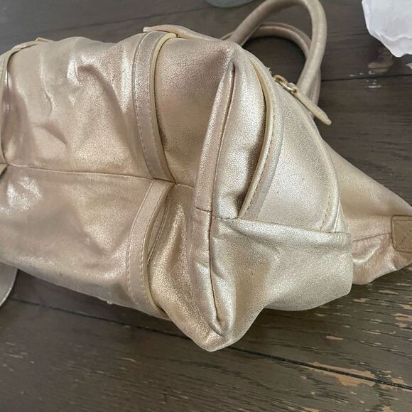 Cole Haan Archer Satchel Soft Gold Leather Gramercy Crossbody Handbag Purse - Picture 11 of 12